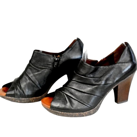 Naya "Ana" Black Leather Open-Toe Bootie - Picture 6 of 12